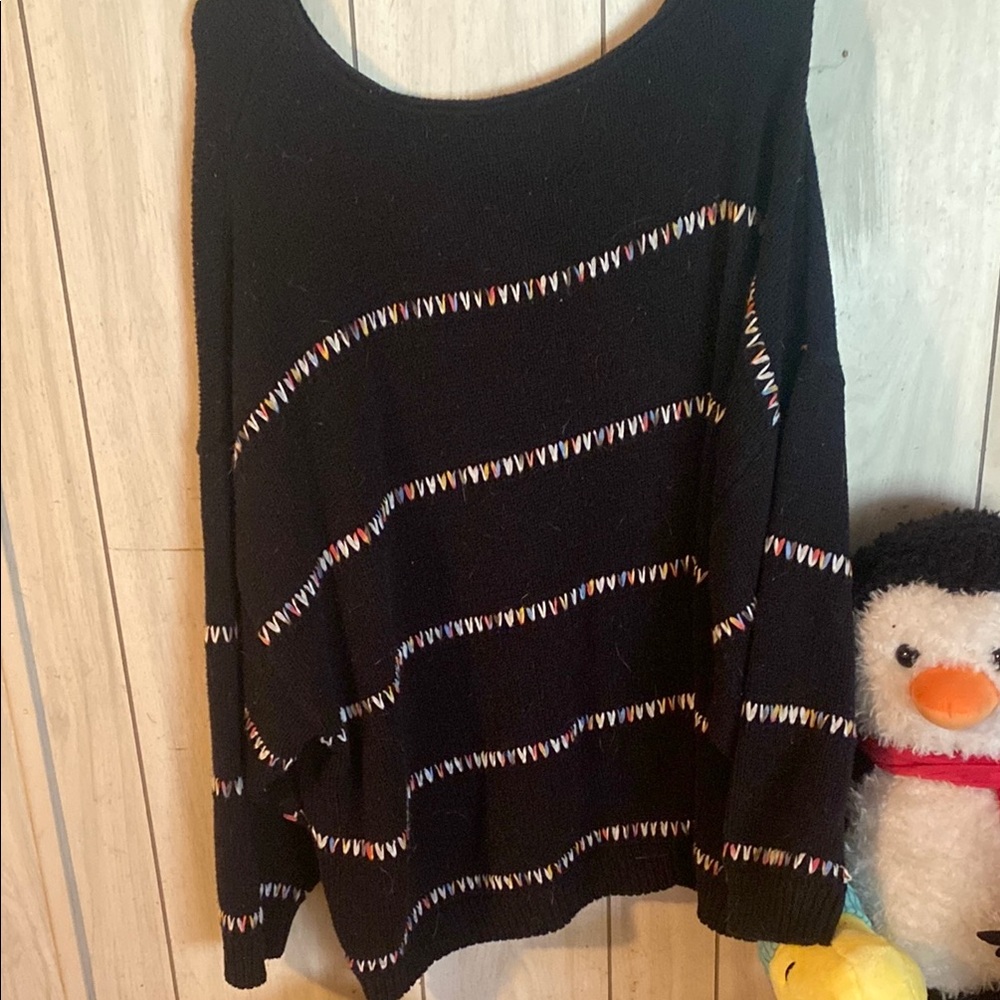 Black Sweater with Colorful Accents